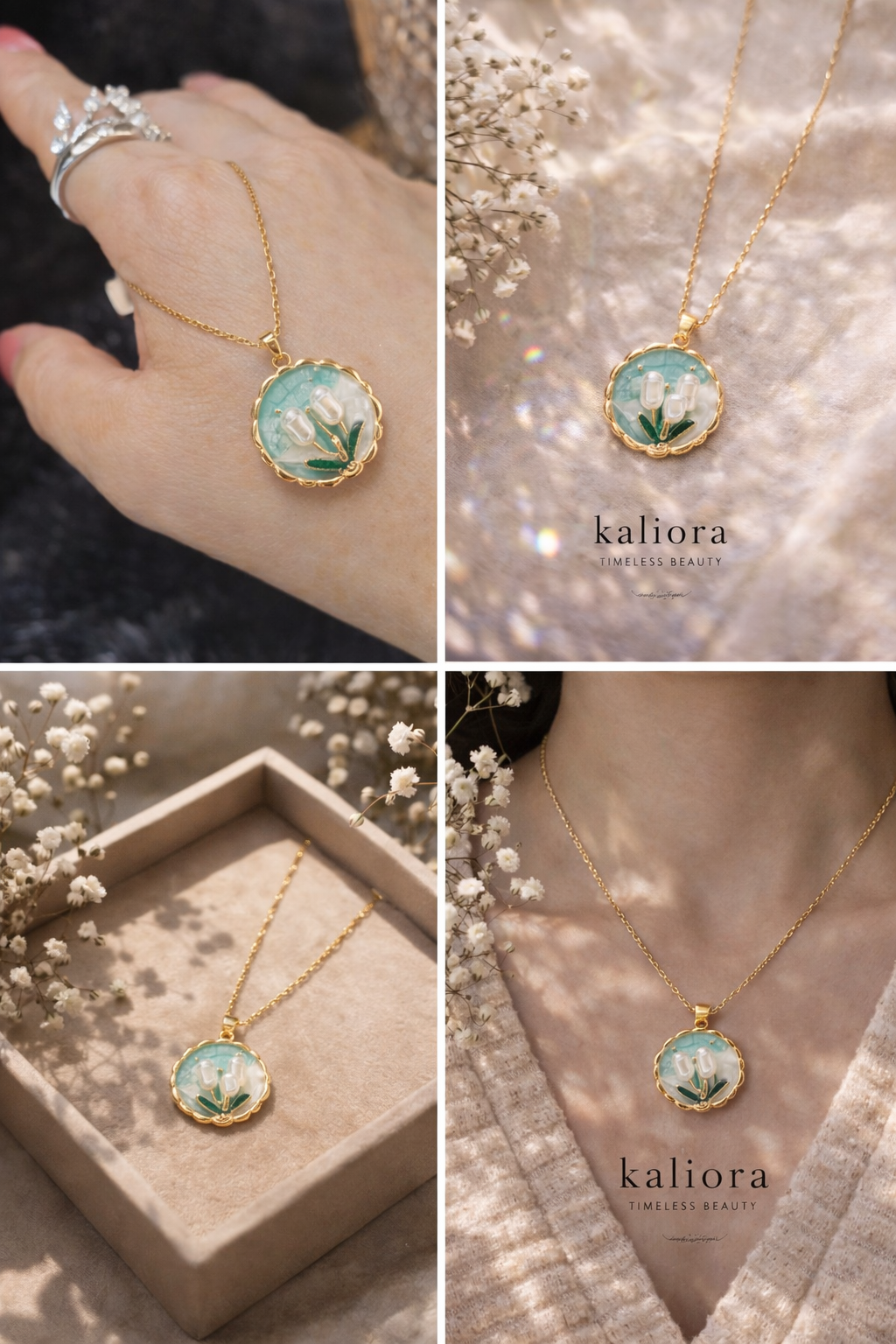 Gold Clover Pavé Necklace