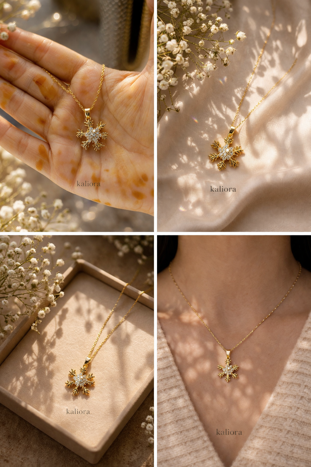 Gold Starburst Crystal Pendant Necklace