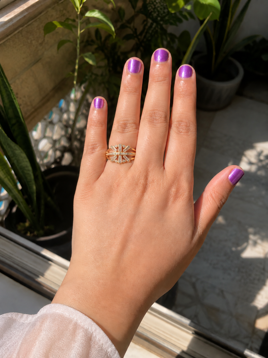 Gold Double-Band Arrow Ring