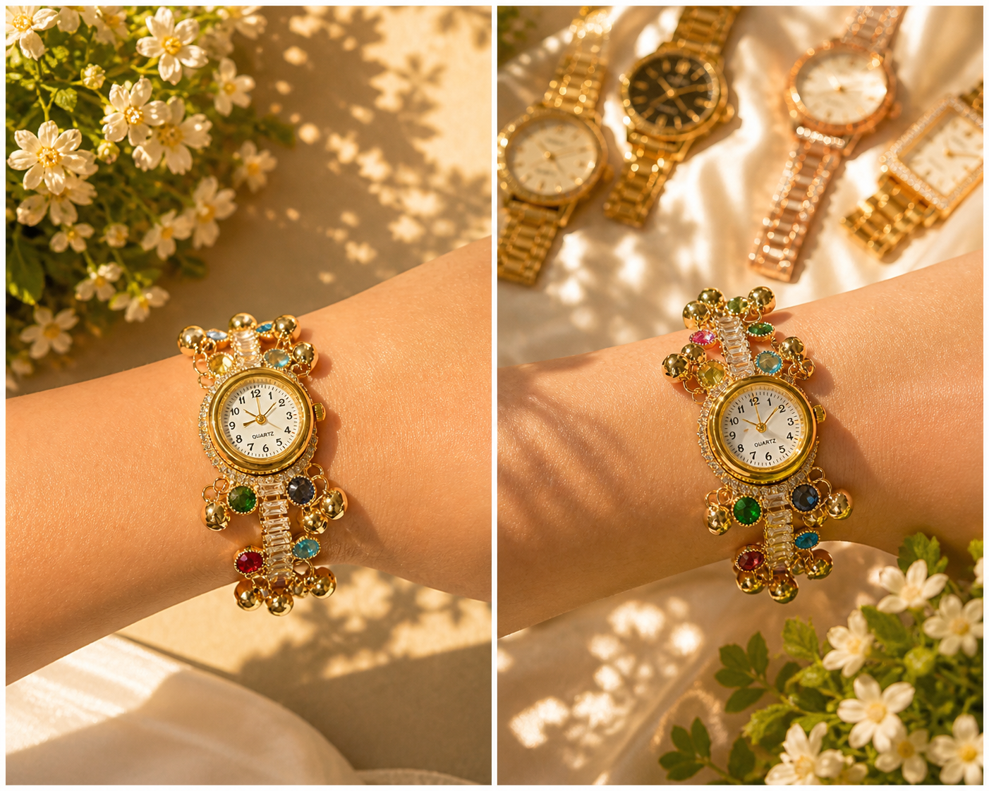 Kundan Pearl Jewellery Watch
