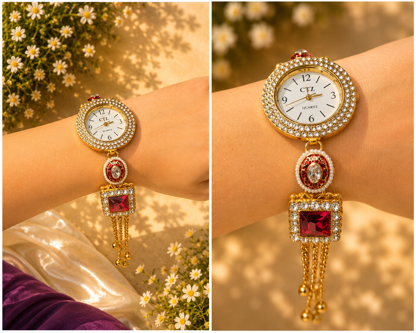 Ruby Gemstone Jewellery Watch