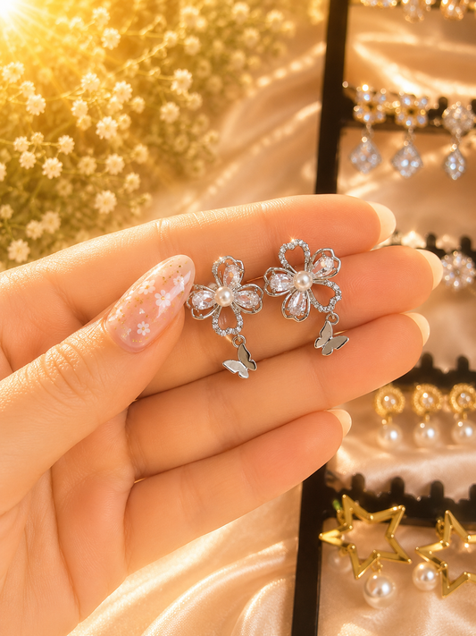 Crystal Arch Baguette Drop Earrings