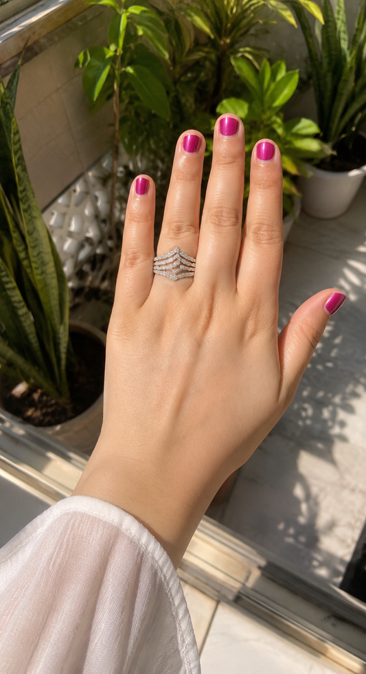 Silver Cluster Halo Ring