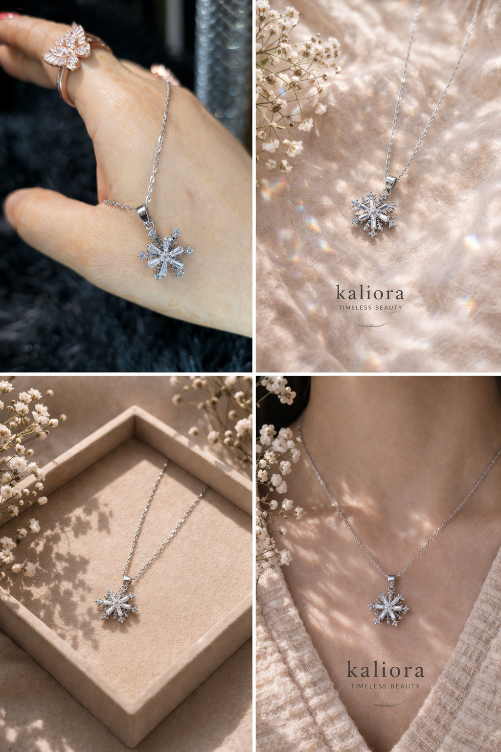 Gold Snowflake Crystal Necklace