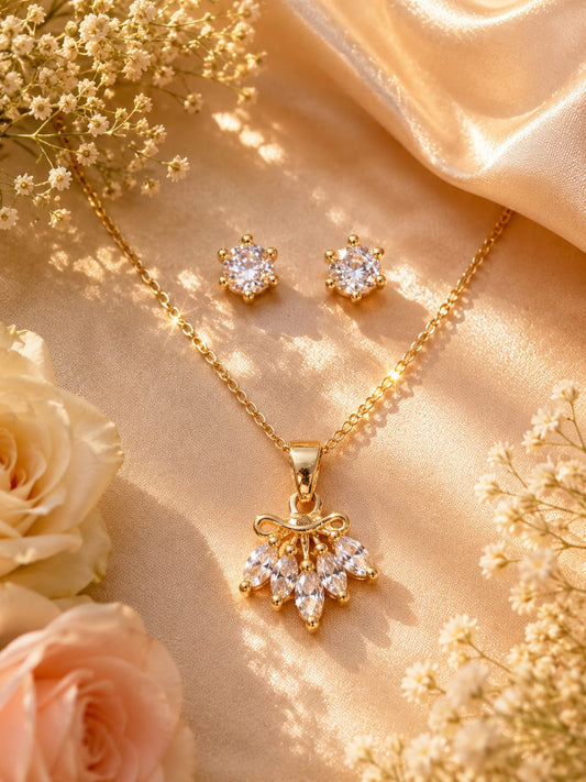 Gold Swan Pendant Set