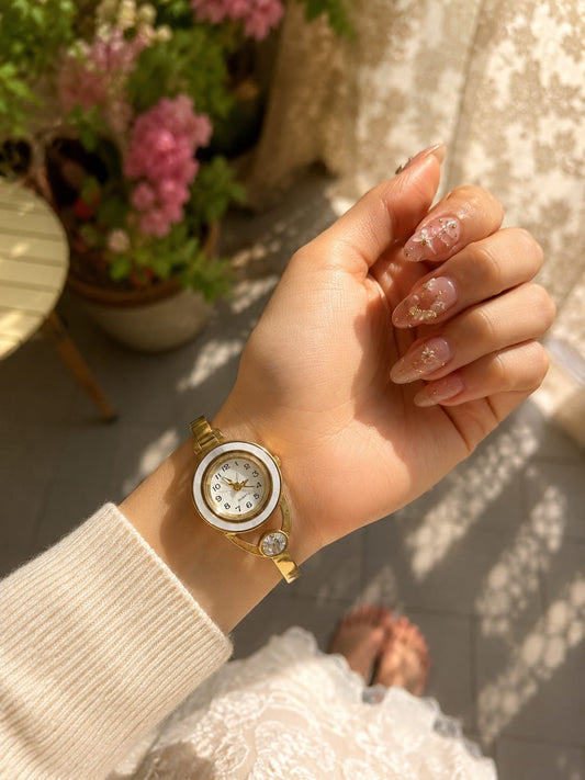 Gold Crystal Bangle Watch