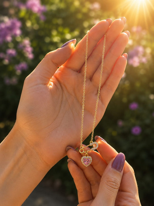 Gold antique pin design Pendant Necklace