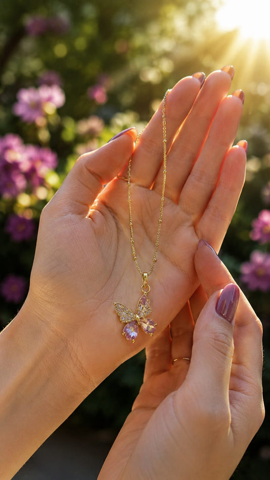 Gold Butterfly Design Necklace