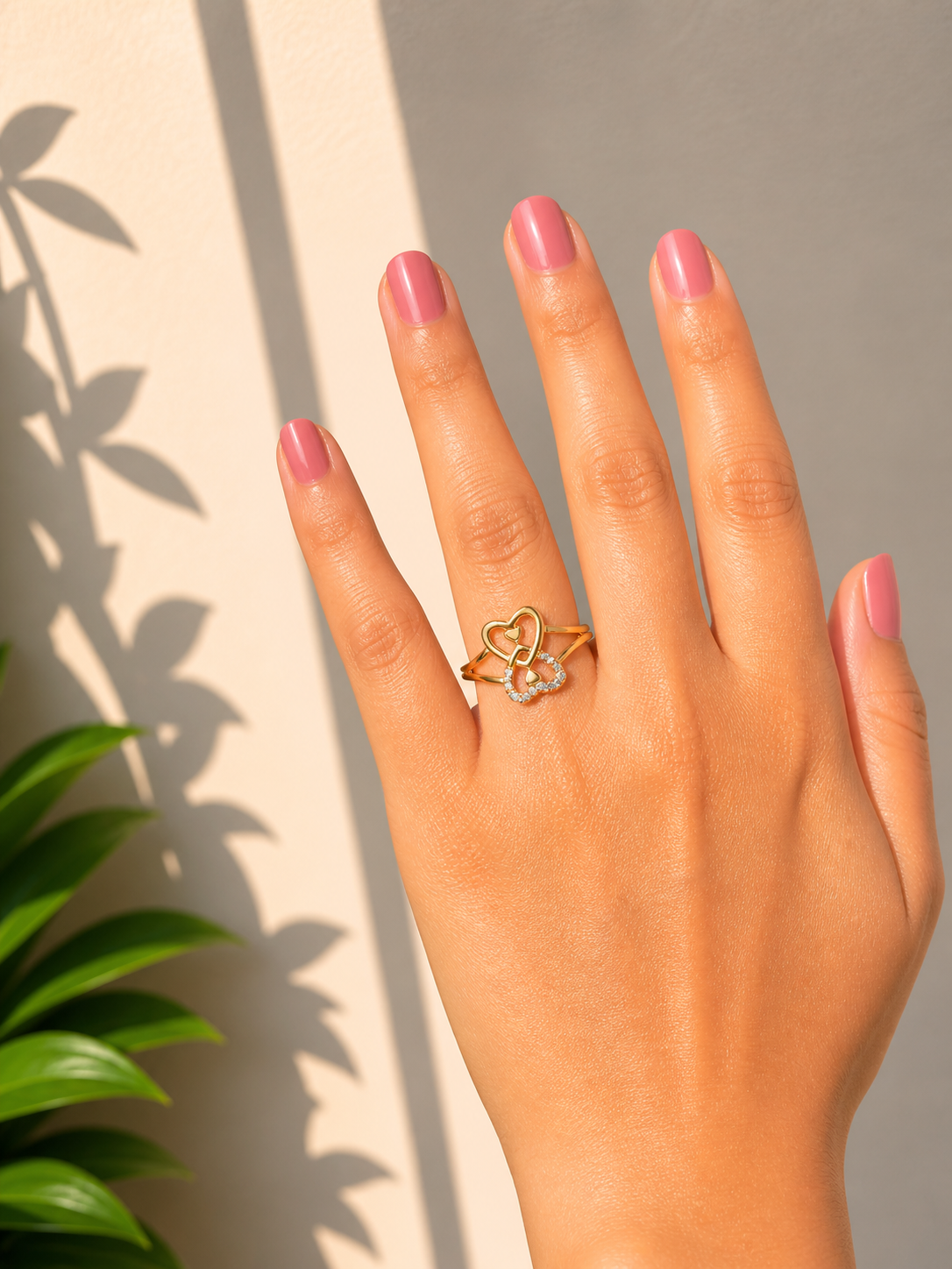 Double Heart Gold Ring