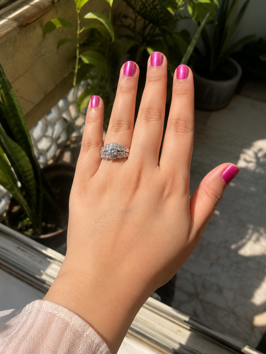 Silver Solitaire Twisted Band Ring