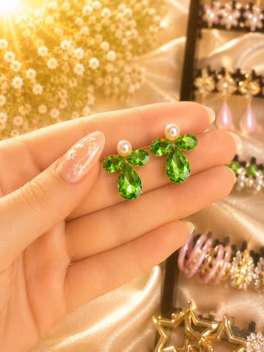 White Lemon Blossom Pearl Stud Earrings