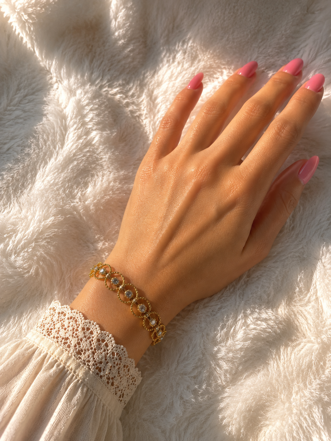 Gold & Green Floral Chain kada